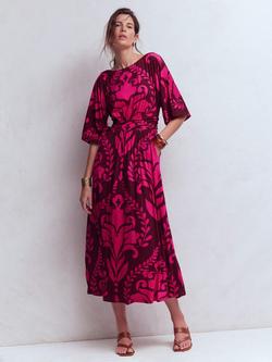 Boden Imelda Floral Kimono Jersey Dress containing LENZING™ ECOVERO™ Viscose, Pink Peony, Pink Peony