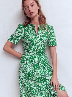 Boden Ivy Floral Cotton Midi Dress, Green/Multi - view 2, Green/Multi