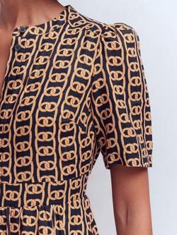 Boden Ivy Rope Trellis Pure Linen Dress, Navy/Multi - view 2, Navy/Multi