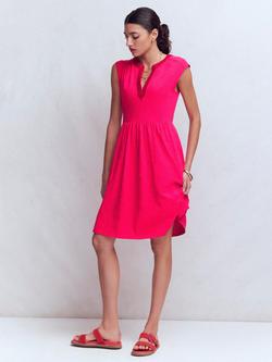 Boden May Embroidered Neck Jersey Dress, Opulent Pink