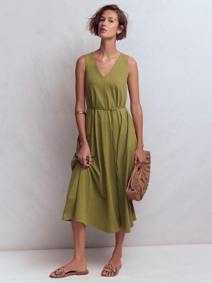 Boden Mia V-Neck Jersey Dress, Olive, Olive