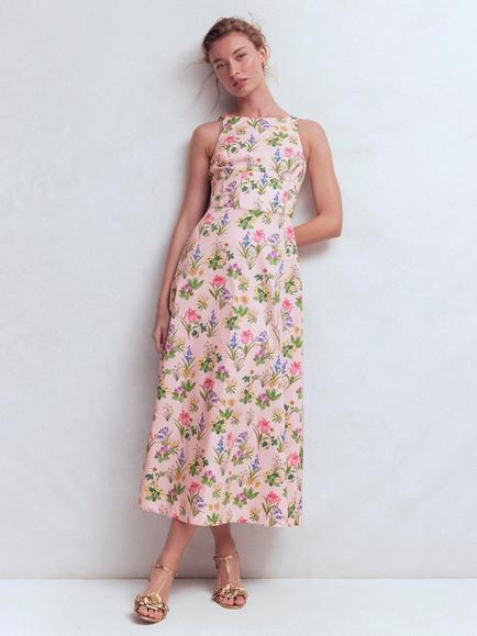 Boden Silvia Blossom Boned Bodice Dress, Pink Blossom, Pink Blossom