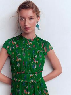 Boden Floral Sleeveless Ruffle Maxi Dress, Green/Multi - view 2, Green/Multi