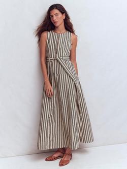 Boden Stripe Zip Front Denim Dress, Ivory/Navy, Ivory/Navy