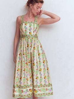 Boden Square Neck Blossom Trail Dress, Ivory/Multi, Ivory/Multi