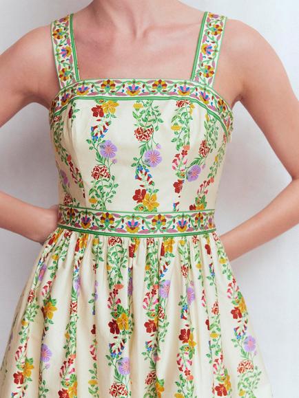 Boden Square Neck Blossom Trail Dress, Ivory/Multi - view 2, Ivory/Multi