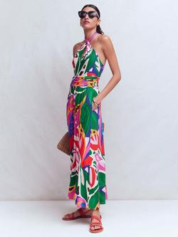 Boden Sydney Twist Neck Maxi Dress containing LENZING™ ECOVERO™ Viscose, Multi, Multi
