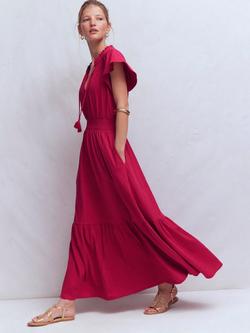 Boden Tala Tiered Jersey Maxi Dress, Pomegranate - view 2, Pomegranate