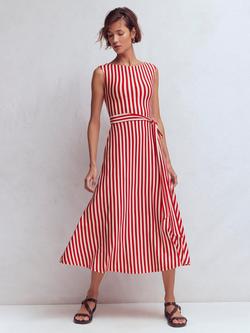 Boden Tamsin Stripe Jersey Dress, Red/Ivory