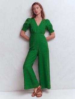 Boden Anna Pure Linen Jumpsuit, Green, Green