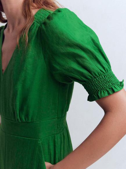 Boden Anna Pure Linen Jumpsuit, Green - view 2, Green
