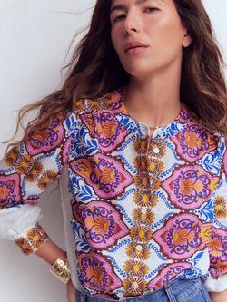 Boden Alicia Linen Top, Multi - view 2, Multi