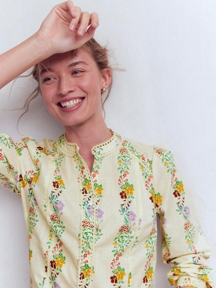 Boden Rhea Blossom Trail Trim Detail Top, Multi - view 2, Multi