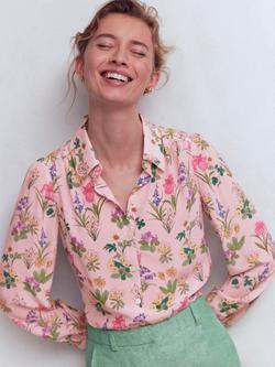 Boden Sara Blossom Floral Pure Silk Shirt, Multi, Multi