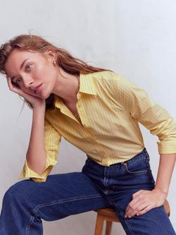 Boden Sienna Stripe Long Sleeve Shirt, Yellow/Ivory - view 2, Yellow/Ivory