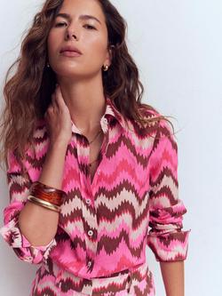 Boden Sienna Ikat Pure Linen Shirt, Pink Power - view 2, Pink Power