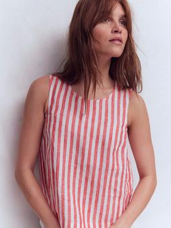 Boden Sofia Stripe Pure Linen Shell Top, Red/Ivory - view 2, Red/Ivory