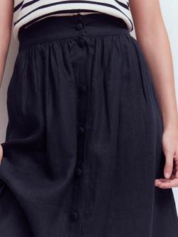 Boden Emma Linen Skirt, Navy - view 2, Navy