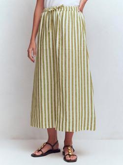 Boden Layla Linen Striped Skirt, Green/Multi, Green/Multi