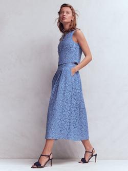 Boden Verity Lace Midi Skirt, Cornflower Blue, Cornflower Blue