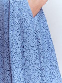 Boden Verity Lace Midi Skirt, Cornflower Blue - view 2, Cornflower Blue