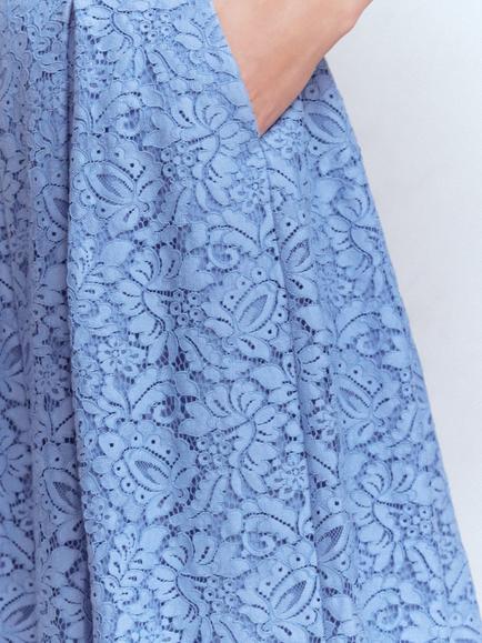 Boden Verity Lace Midi Skirt, Cornflower Blue - view 2, Cornflower Blue