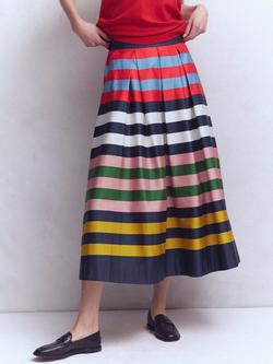 Boden Verity Stripe Sateen Skirt, Multi, Multi