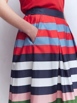 Boden Verity Stripe Sateen Skirt, Multi - view 2, Multi