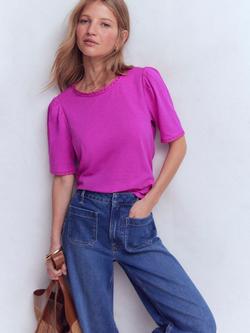 Boden Ali Scalloped Edge T-Shirt, Purple Orchid