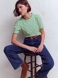 Boden Ali Striped Scalloped Edge T-Shirt, Ivory/Green - view 2, Ivory/Green
