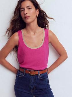 Boden Scoop Neck Metallic Trim Vest Top, Rose Violet