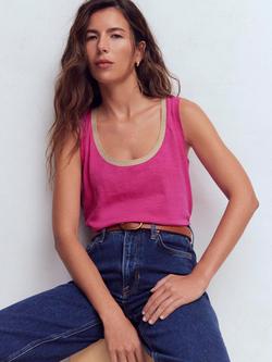 Boden Scoop Neck Metallic Trim Vest Top - view 2, Rose Violet