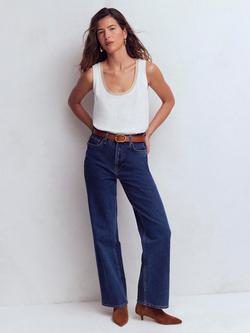 Boden Scoop Neck Metallic Trim Vest Top, White