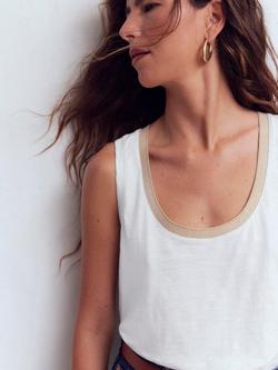 Boden Scoop Neck Metallic Trim Vest Top - view 2, White