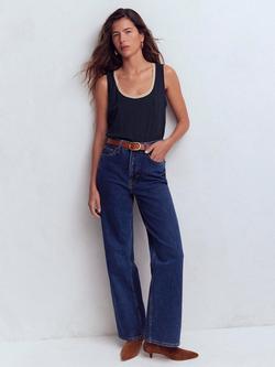 Boden Scoop Neck Metallic Trim Vest Top, Navy