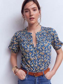 Boden Mya Dainty Blooms Shirt containing TENCEL™ Modal, Navy/Multi, Navy/Multi