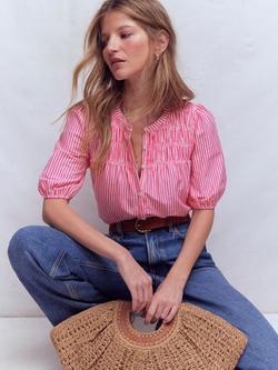 Boden Mya Stripe Shirt containing TENCEL™ Modal, Pink/Ivory