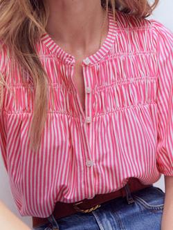 Boden Mya Stripe Shirt containing TENCEL™ Modal - view 2, Pink/Ivory