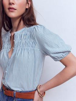 Boden Mya Stripe Shirt containing TENCEL™ Modal - view 2, Blue/Ivory