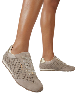 Carvela Tivolo Laser Suede Trainers, Natural Taupe - view 2, Natural Taupe