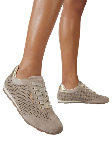 Carvela Tivolo Laser Suede Trainers, Natural Taupe - view 2, Natural Taupe