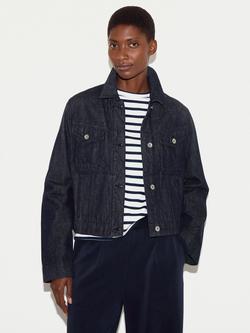 Jigsaw Topstitch Denim Jacket, Indigo, Indigo