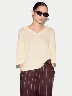 Jigsaw Sailor Collar Pure Linen Jumper, Cream, Cream