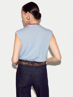 Jigsaw Double Layer Pure Wool Tank Top, Blue - view 2, Blue