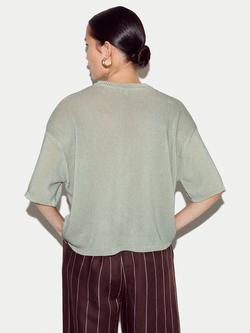 Jigsaw Painted Iris Elbow Sleeve Jumper, Green - view 2, Green