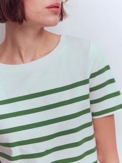 Boden Olivia Boat Neck Breton Stripe T-Shirt, Red/Ivory - view 2, Ivory/Green