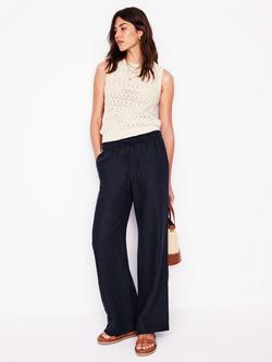 Boden Islington Pure Linen Trousers, Navy, Navy