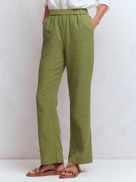 Boden Pull-On Double Cloth Trousers, Olive Green, Olive Green