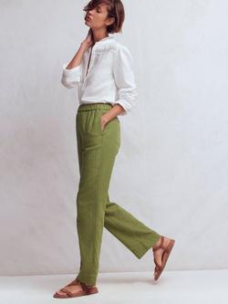 Boden Pull-On Double Cloth Trousers, Olive Green - view 2, Olive Green