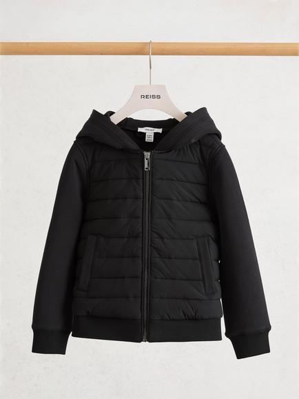 Reiss Kids' Taylor Quilted Jacket, Black - view 2, Black